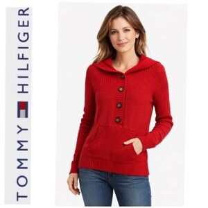 NWOT Tommy Hilfiger Red Hooded Sweater
